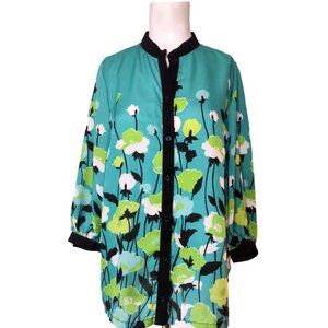 Vintage Bob Mackie Floral Button Up Tunic Top S Art to Wear Flowy Spring